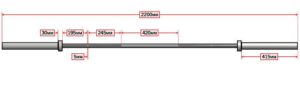 7 ft barbell dimensions