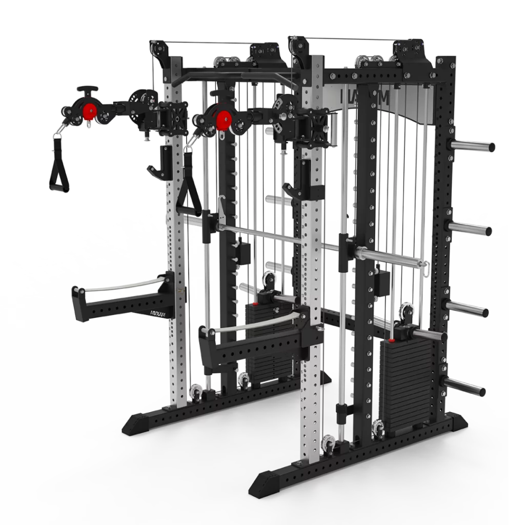 MAXUM Mutant Arms™: The Articulating Cable Arm Upgrade for Your Home Gym MAXUM SX2 Smith Machine Functional Trainer Squat Rack Home Gym