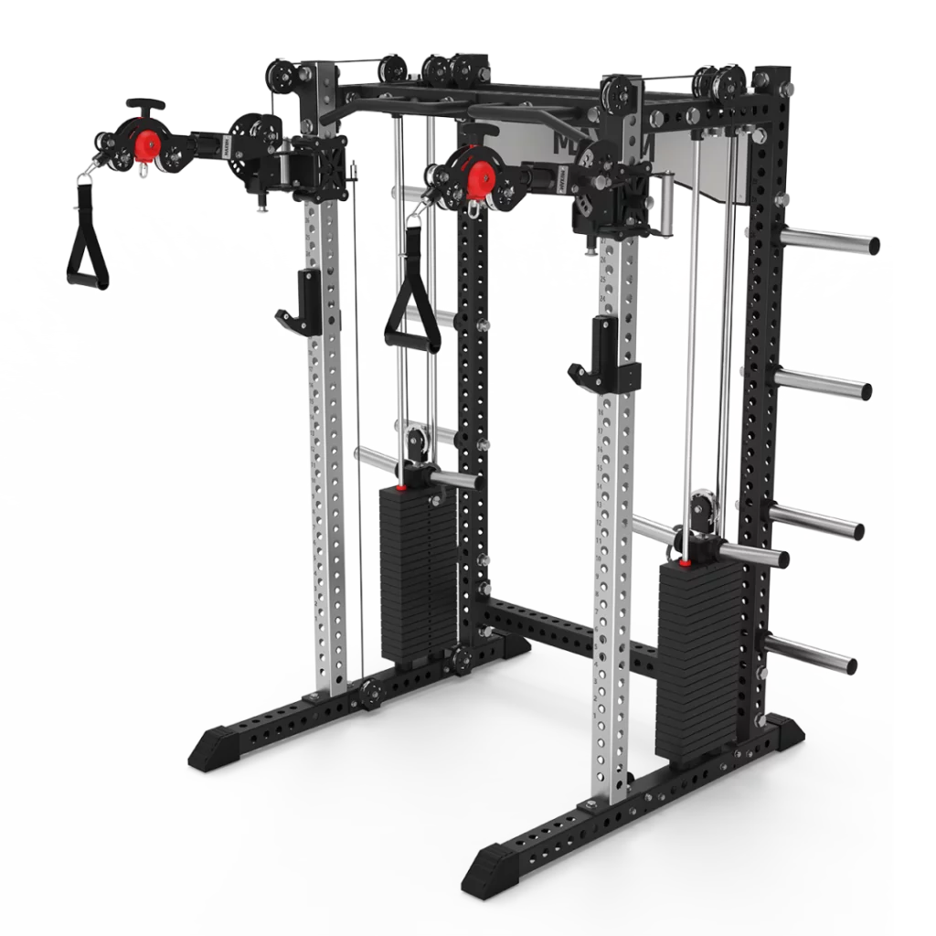 MAXUM Mutant Arms™: The Articulating Cable Arm Upgrade for Your Home Gym MAXUM X1 Smith Machine Functional Trainer Squat Rack Home Gym